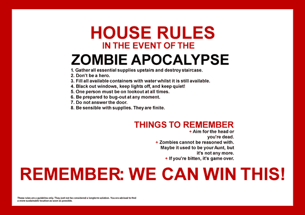 Zombie Apocalypse house rules
