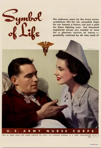 Historic Military Nursing Propaganda Images - us army nurse corps symbol of life