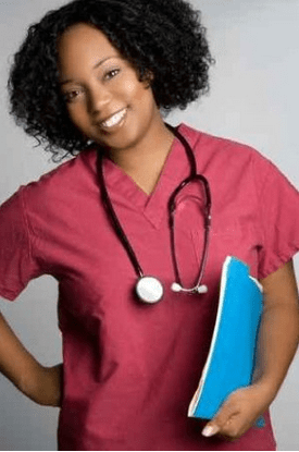 smiling nurse with folder