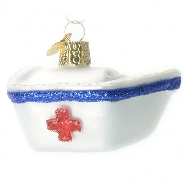 Old World Christmas Nurse's Cap Glass Ornament