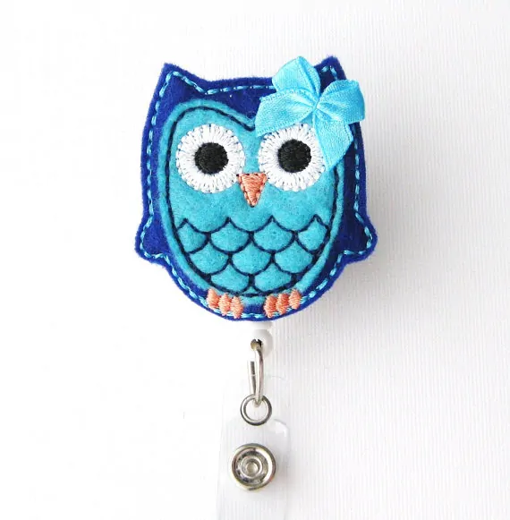 Berry Blue Owl Badge Reel