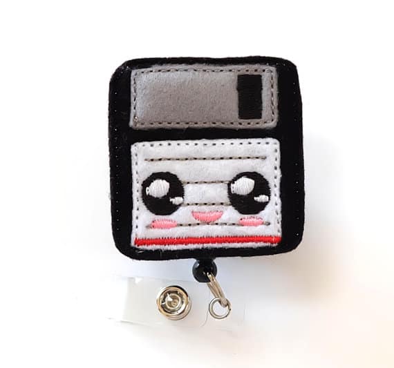 Geeky Floppy Disc Badge Reel