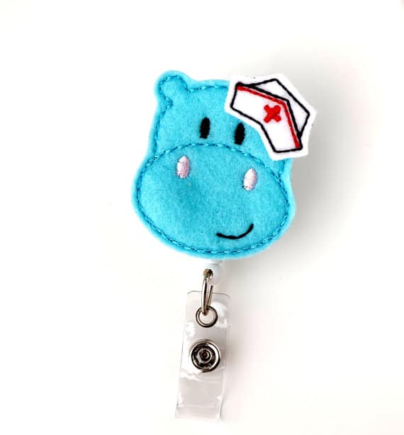 Get Well Hippo Pediatric Nurse Badge Reel