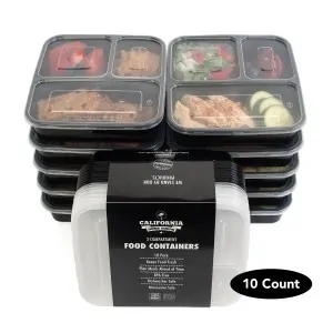 3 Compartment Stackable Meal Prep Containers