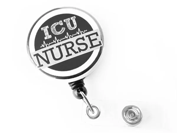 ICU Nurse RN Black Retractable Badge Holder