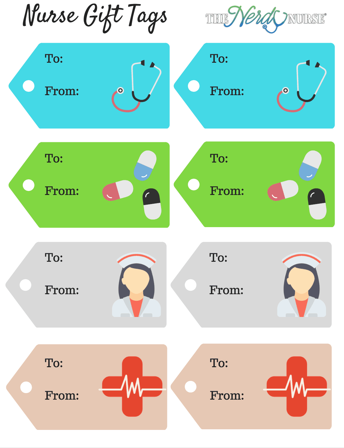 Free Printable: Nurse Gift Tags - The Nerdy Nurse