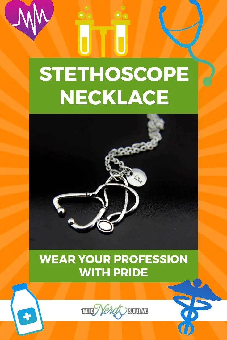 Stethoscope Necklace - Wear Your Profession with Pride. A Stethoscope necklace is a great way to carry your profession close to your heart and wear it with pride! Fashionable yet symbolic of a noble profession! #thenerdynurse #nurse #nurses #necklace #nursegear #giftsfornurses 