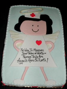 A nurse cake with a poem on the top