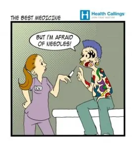 Afraid of needles funny cartoon