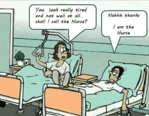 Poor Sick funny nurse cartoon