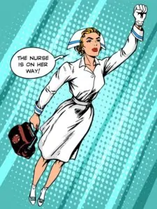 A funny cartoon of a super nurse