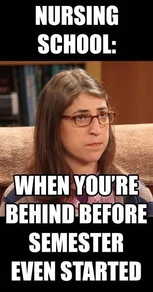 behind before it starts - nursing meme