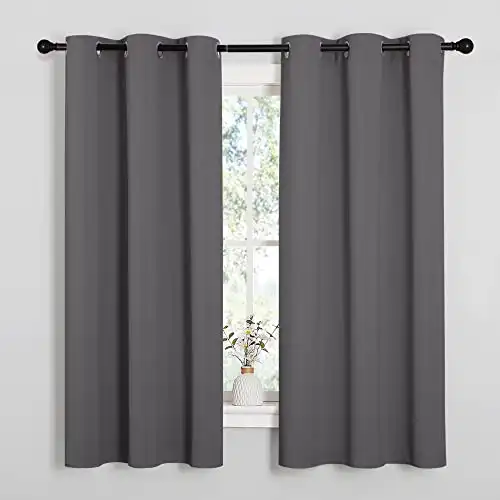 NICETOWN Thermal Insulated Grommet Blackout Curtains for Bedroom (2 Panels, W42 x L63 -Inch, Grey)