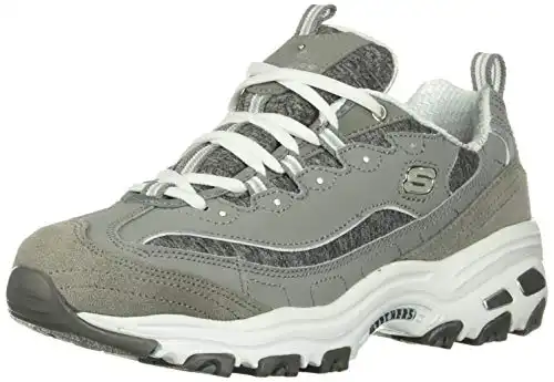 Skechers Sport Women’s D’Lites Memory Foam Lace-up Sneaker,Grey/White,6.5 W US