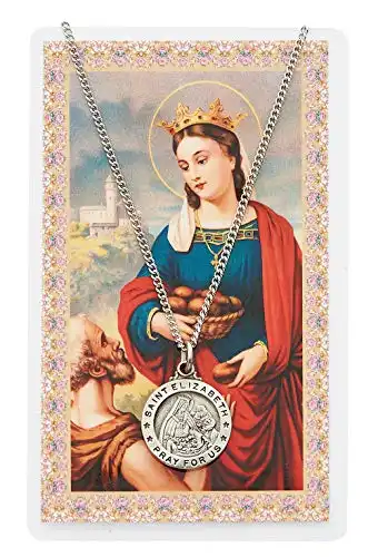 Round St. Elizabeth of Hungary Medal with Prayer Card
