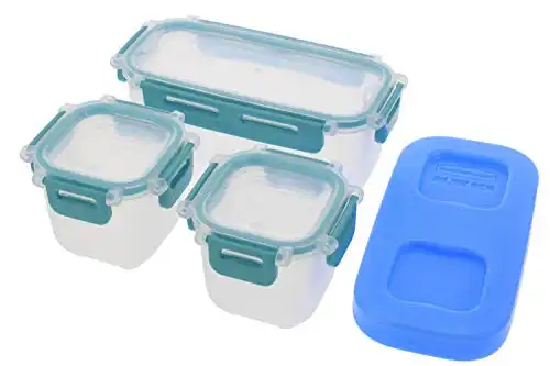 Rubbermaid Lunch Blox Snack Kit - Lunch Box Food Containers - Comes with 1 Ice Pack, 2 Small, and 1 Long Container - Great for Kids Snacks, School Lunches, and Adult Meal Prep - Blue