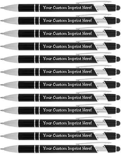 ExpressPen™ - Personalized Pens with Stylus - Custom Metallic Printed Name Pens - Black Ink