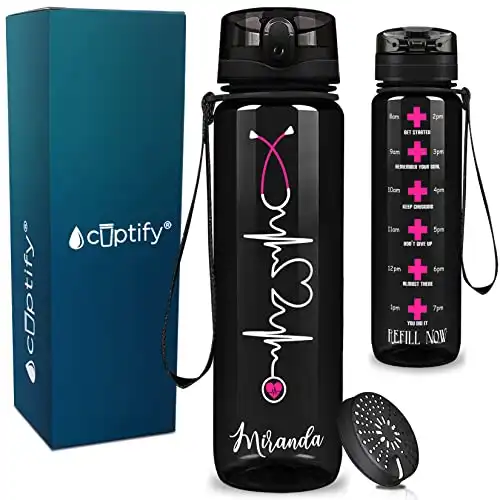 Cuptify Personalized Motivational Tracking Nurse Water Bottle