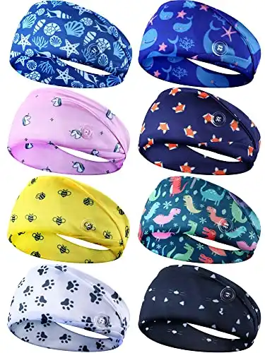 8 Pieces Nursing Headbands with Buttons for Nurses